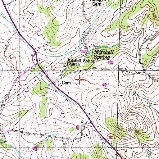 Topographic Map of Combs Cattle Farm, TN