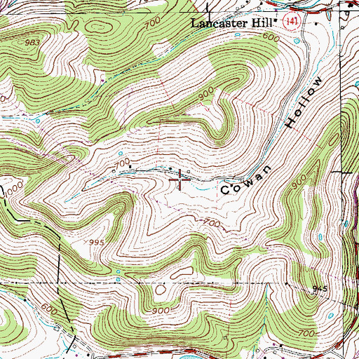 Topographic Map of Peaceful Pastures, TN