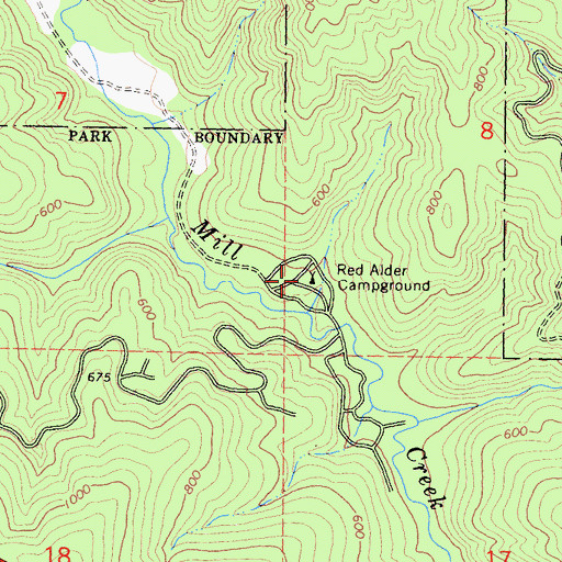 Topographic Map of Red Alder Campground, CA
