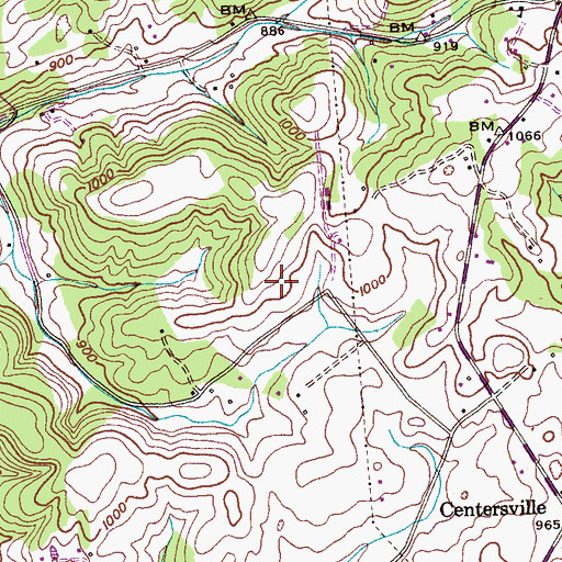 Topographic Map of Coytee Farms, TN