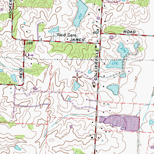 Topographic Map of Fisherville Farms, TN