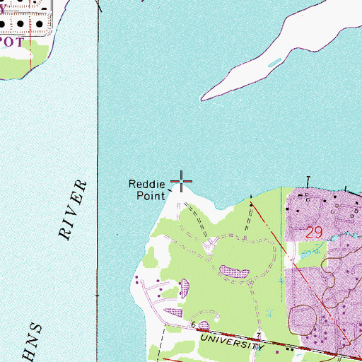 Topographic Map of Reddie Point Post Light (historical), FL