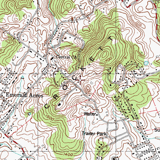Topographic Map of Bridle Path Farms, TN