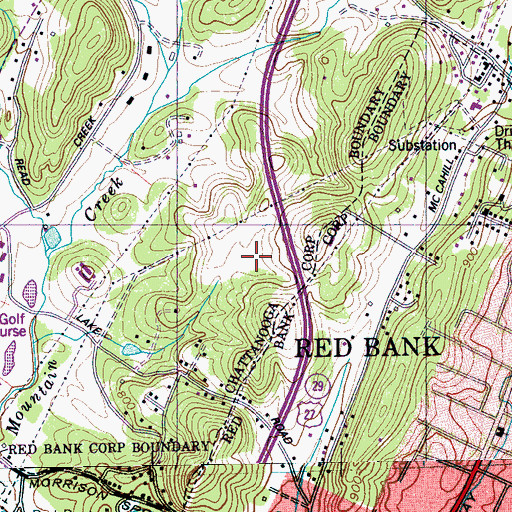 Topographic Map of Mountain Creek Horse Farm, TN