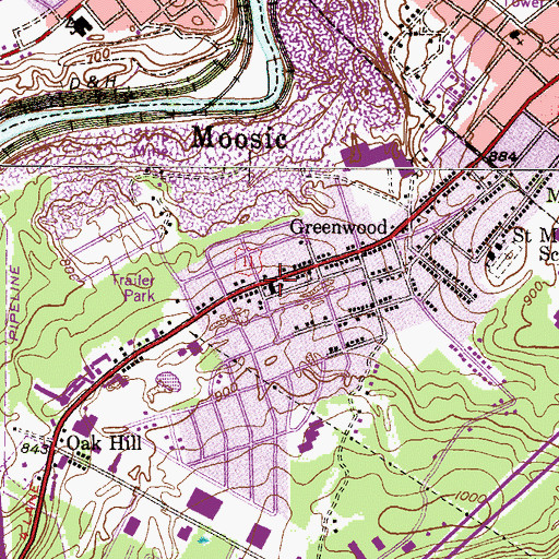 Topographic Map of Greenwood Fire Department Station 98, PA