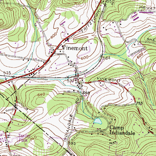 Topographic Map of Township of Spring Volunteer Fire Department Station 2, PA