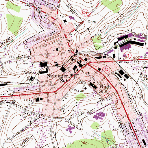 Topographic Map of Leo Independent Fire Engine Company 1 Station 34, PA