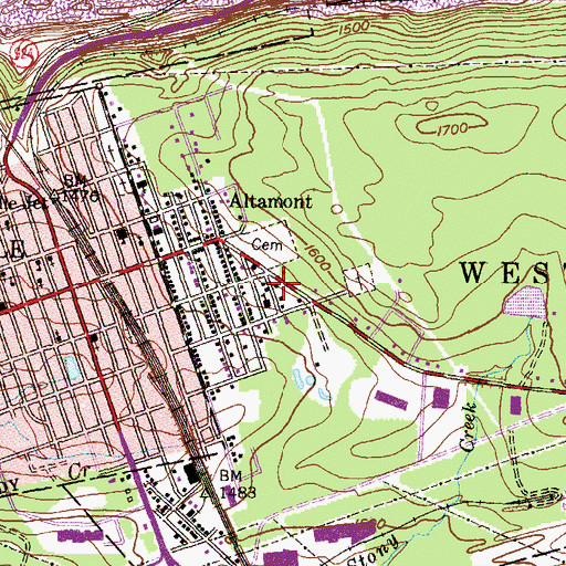 Topographic Map of Altamont Fire Company  District 36 Station 4, PA