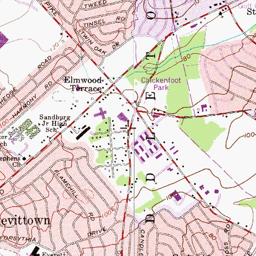 Topographic Map of William Penn Fire Company Station 77, PA