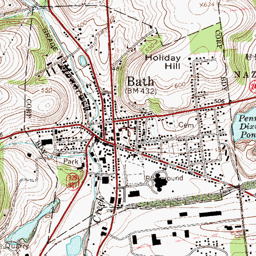 Topographic Map of Bath Fire Department / Bath Ambulance Corps, PA