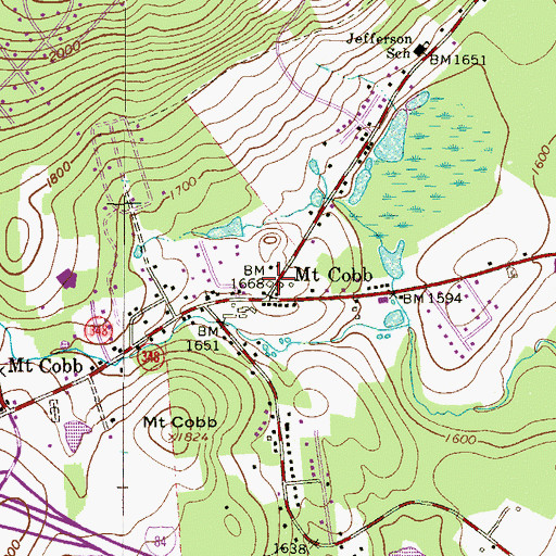 Topographic Map of Jefferson Township Volunteer Fire Company Station 29, PA