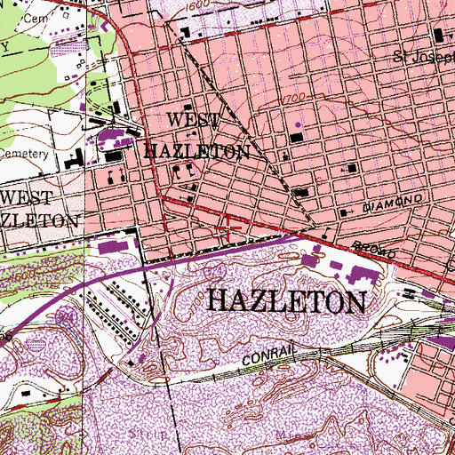 Topographic Map of West Hazleton Fire Department, PA