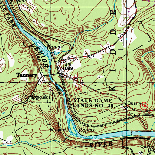 Topographic Map of Kidder Township Volunteer Fire Company District 18, PA