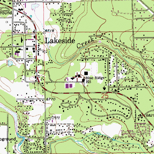 Topographic Map of Blue Ridge High School, AZ