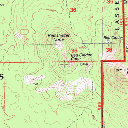 Topographic Map of Red Cinder Cone, CA