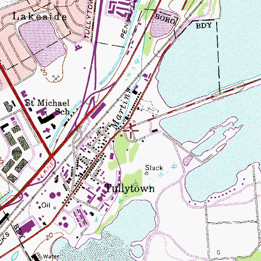 Topographic Map of Tullytown Fire Company Station 33, PA
