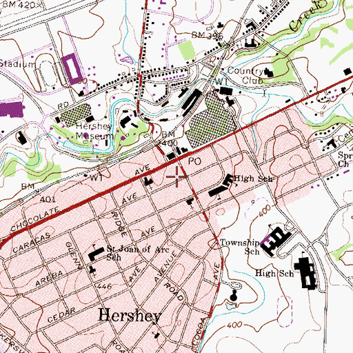 Topographic Map of Hershey Volunteer Fire Company Station 48, PA