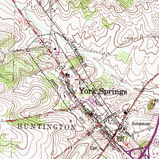Topographic Map of York Springs Fire Company 1 Station 9, PA
