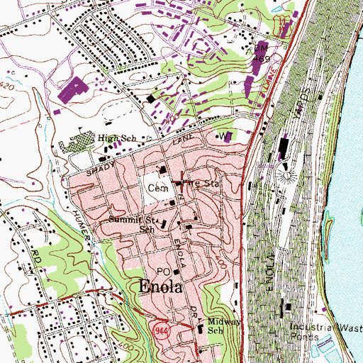 Topographic Map of Citizens Fire Company 1 of Enola Station 18, PA