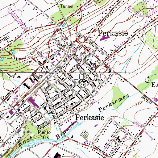 Topographic Map of Perkasie Fire Company Station 26, PA