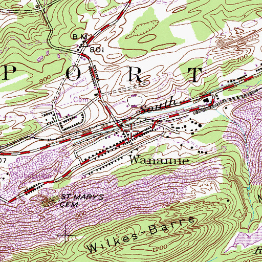 Topographic Map of Newport Township Fire Department, PA