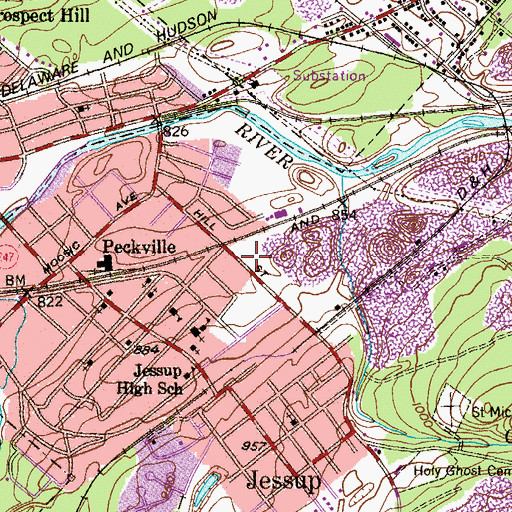 Topographic Map of Jessup Hose Company Station 25, PA