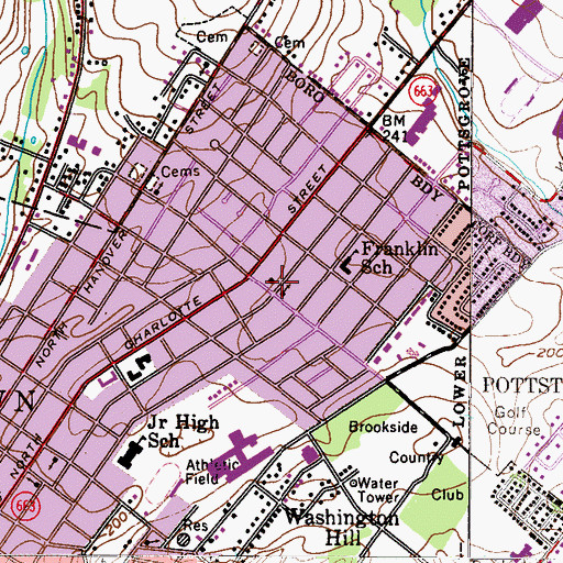 Topographic Map of Pottstown Fire Department - North End Fire Company - Station 69 - D, PA