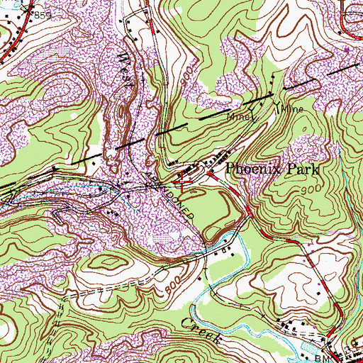 Topographic Map of Phoenix Park Community Fire Company District 3 Station 2, PA