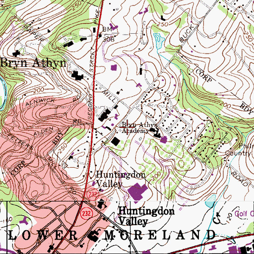 Topographic Map of Bryn Athyn Fire Company Station 11, PA