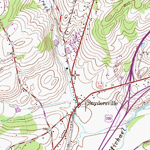Topographic Map of Blue Ridge Hook and Ladder Fire Company Station 23 Snydersville, PA