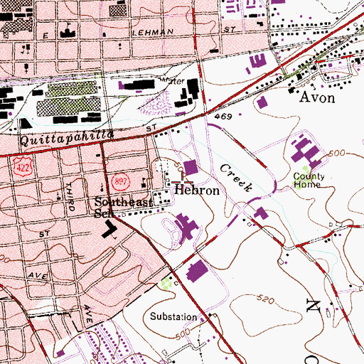 Topographic Map of Hebron Hose Company Station 26, PA