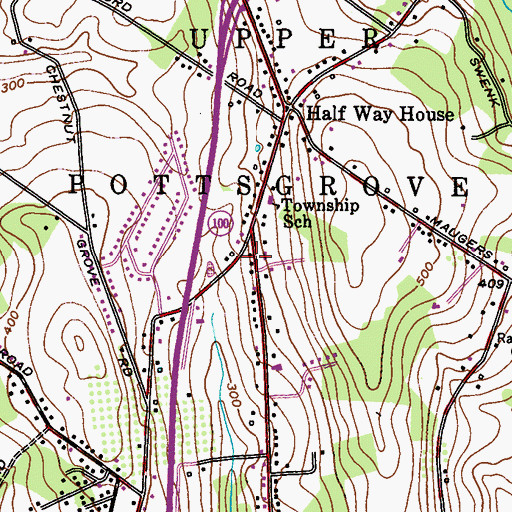 Topographic Map of Upper Pottsgrove Township Fire Company 1 Station 79, PA