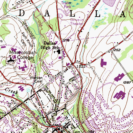 Topographic Map of Back Mountain Fire Department - Dallas Station 121, PA