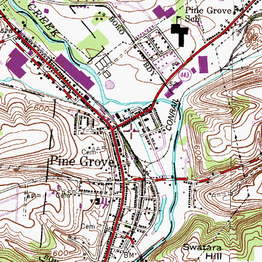 Topographic Map of Pine Grove Hose Hook and Ladder Fire Company District 58 Station 1, PA
