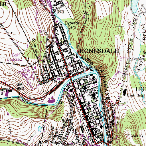 Topographic Map of Honesdale Fire Department Protection Engine Company 3, PA