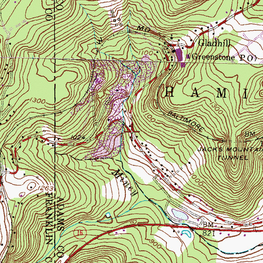 Topographic Map of Fountaindale Volunteer Fire Company Station 3, PA