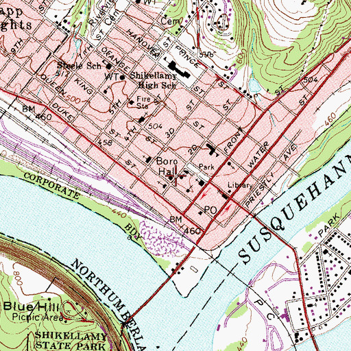 Topographic Map of Northumberland Fire Company 1 Station 7 - 3 - 1, PA