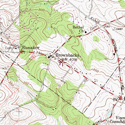 Topographic Map of Ridge Fire Company 1 - Station 62, PA