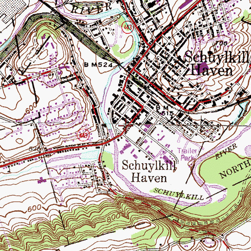 Topographic Map of Schuylkill Haven Fire Company District 63 Station 4, PA