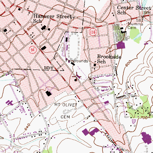 Topographic Map of Grangeville Fire Company, PA