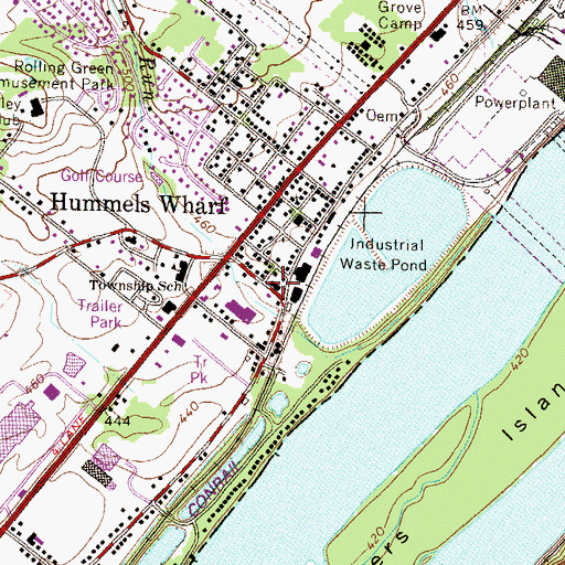 Topographic Map of Hummels Wharf Fire Company Station 70, PA
