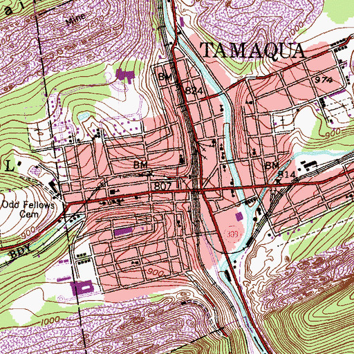 Topographic Map of Citizens Fire Company District 65 Station 2, PA