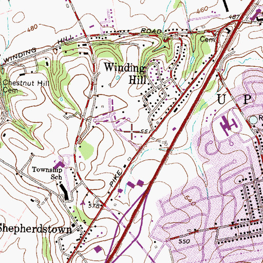 Topographic Map of Upper Allen Township Fire Department Station 23, PA