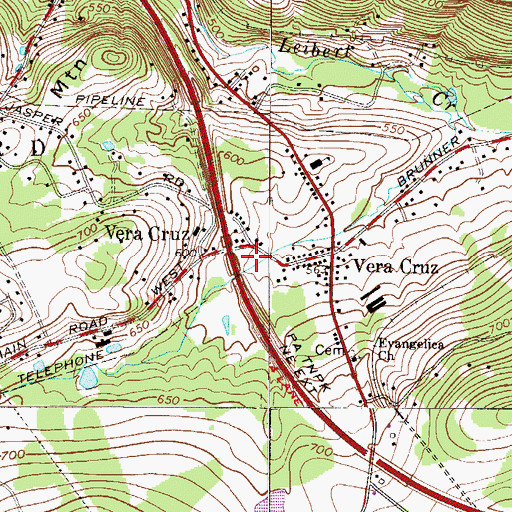 Topographic Map of Vera Cruz Fire Department Station 28, PA