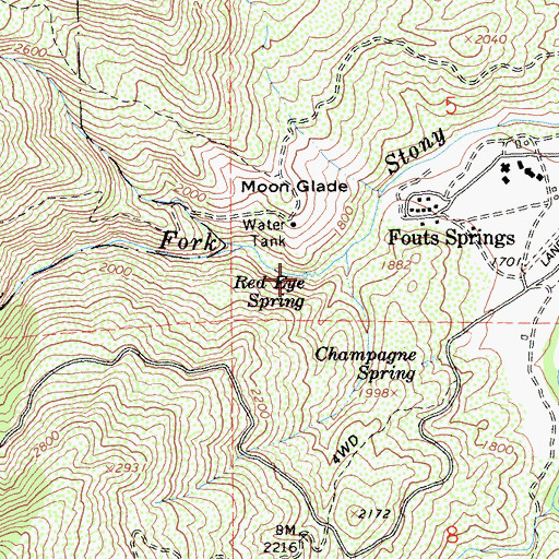 Topographic Map of Red Eye Spring, CA