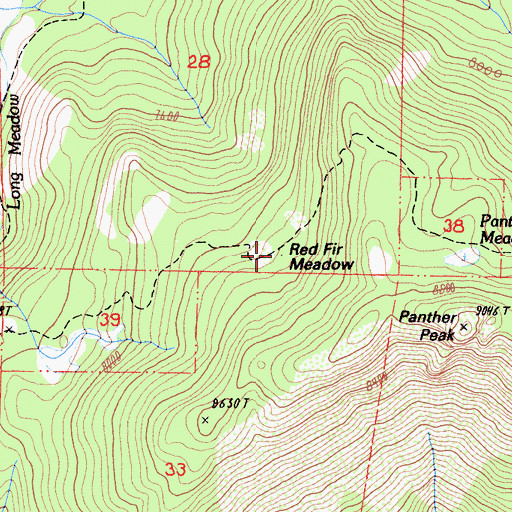 Topographic Map of Red Fir Meadow, CA