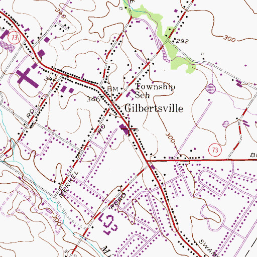 Topographic Map of Gilbertsville Fire and Rescue Company - Station 67, PA