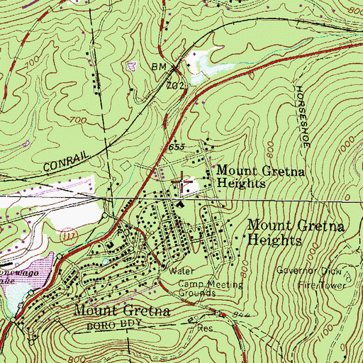 Topographic Map of Mount Gretna Community Volunteer Fire Company Station 38, PA