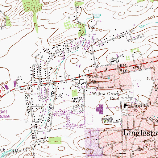 Topographic Map of Linglestown Fire Company Station 35, PA