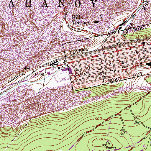 Topographic Map of West End Fire and Rescue Company District 48 Station 5, PA